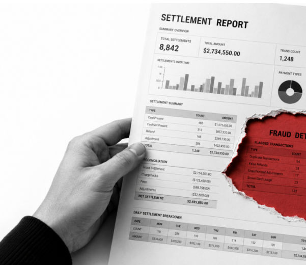 A torn settlement report reveals hidden fraud underneath: carriers must stop IRSF before settlement to avoid this exposure.